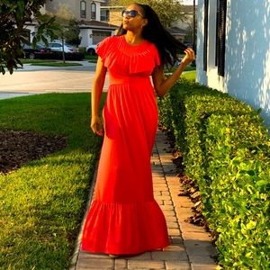 Pink Ruffle Maxi Dress